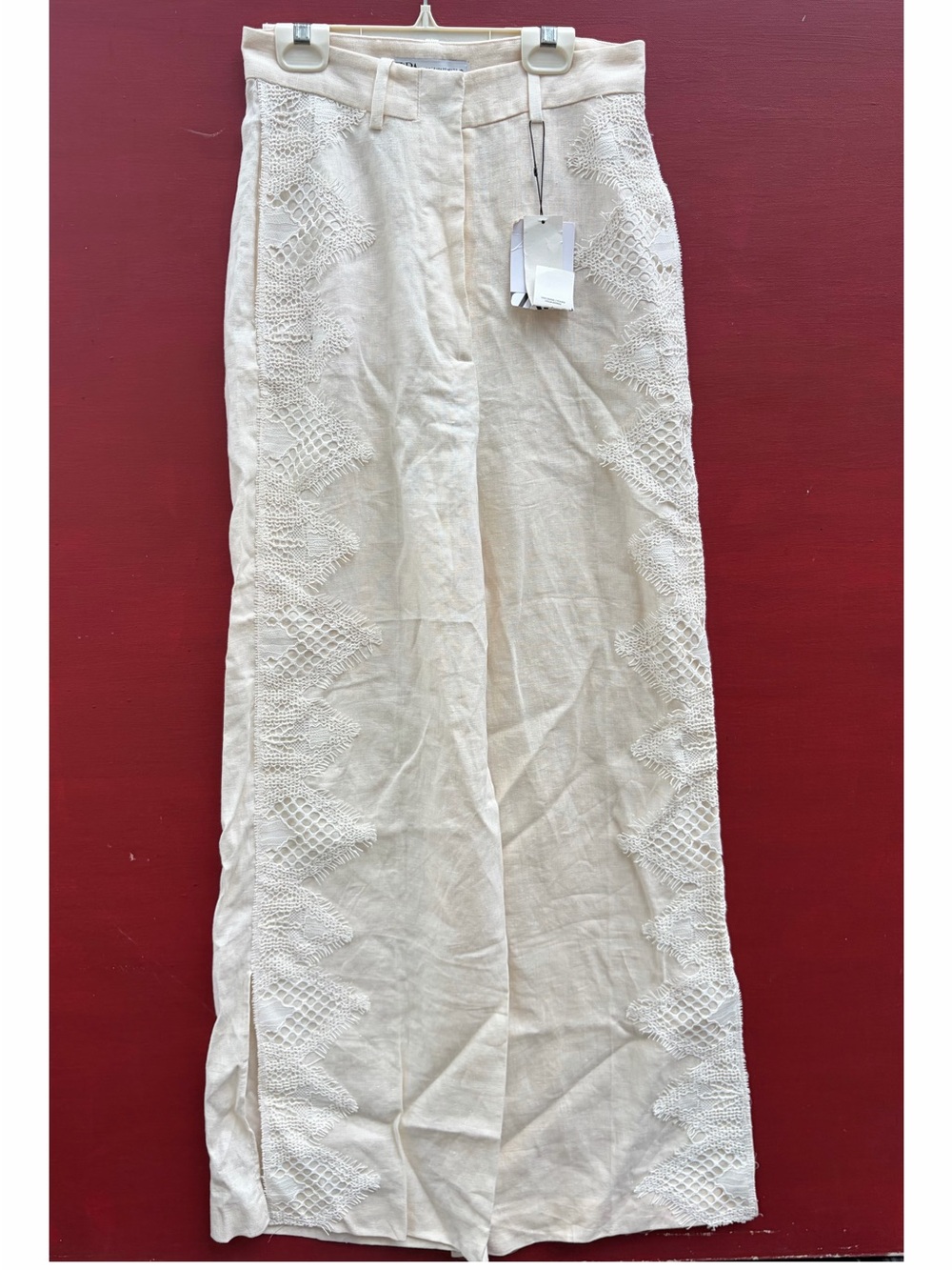 Zara Wide Leg Linen Lace Pants NEW